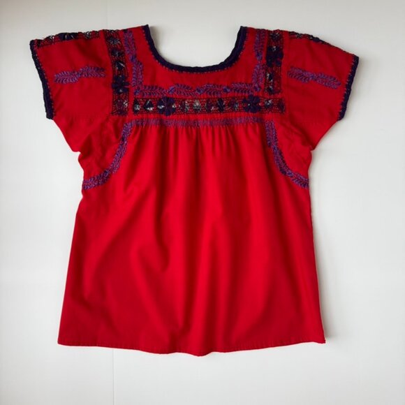 El Interior Embroidered Blouse Red Purple Small | Mi Golondrina-Inspired - Picture 6 of 6